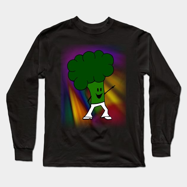 Disco Dancing Broccoli Long Sleeve T-Shirt by latebirdmerch